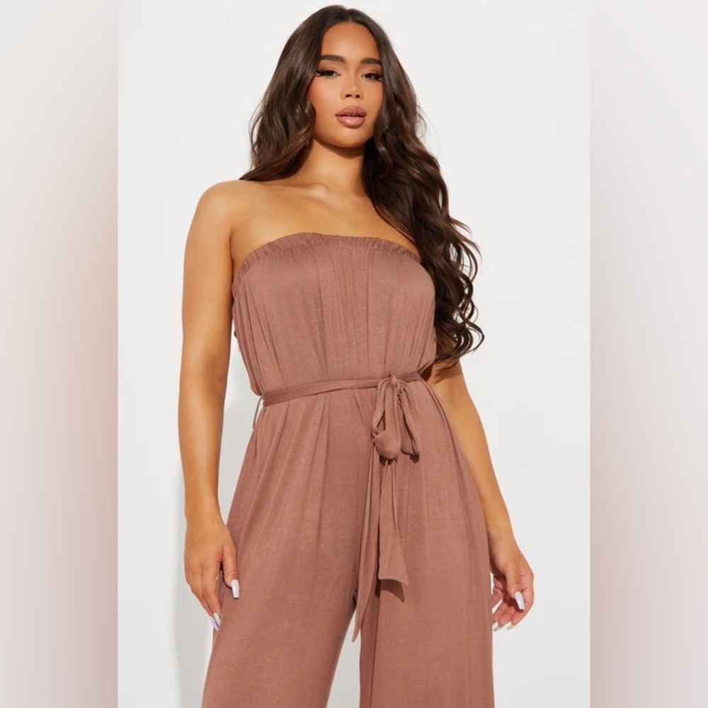 New stay a little longer jumpsuit in mocha - Picture 2 of 3